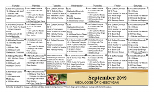 September Activity Calendar 2019 – Cheboygan