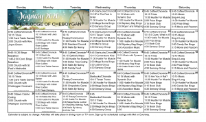 January Activity Calendar 2020 – Cheboygan